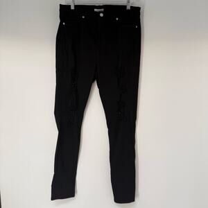 Good American Good Legs Skinny Jeans Womens 18 Black High Waisted Distressed